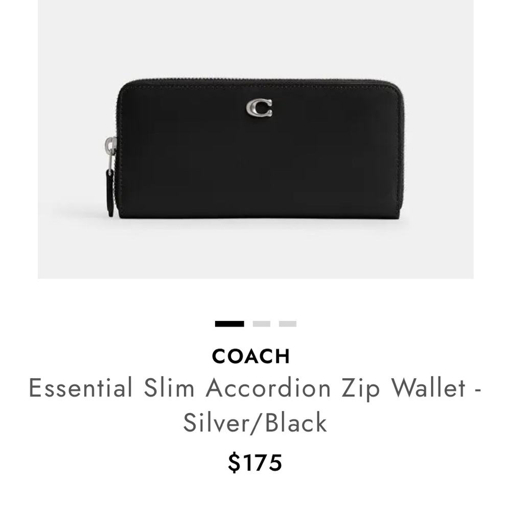 Coach Essential Slim Accordion Zip Wallet in black/silver - Picture 10 of 11